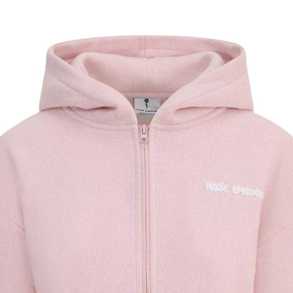 Pink - Side - Rose London Girls Cropped Full Zip Hoodie