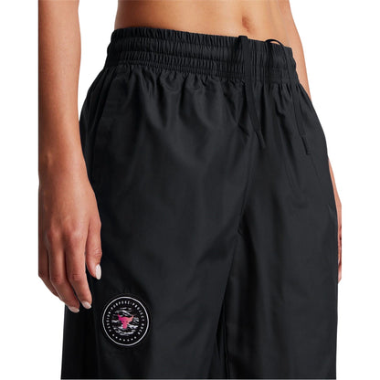 Black - Side - Under Armour Womens-Ladies Project Rock Tracksuit Bottoms
