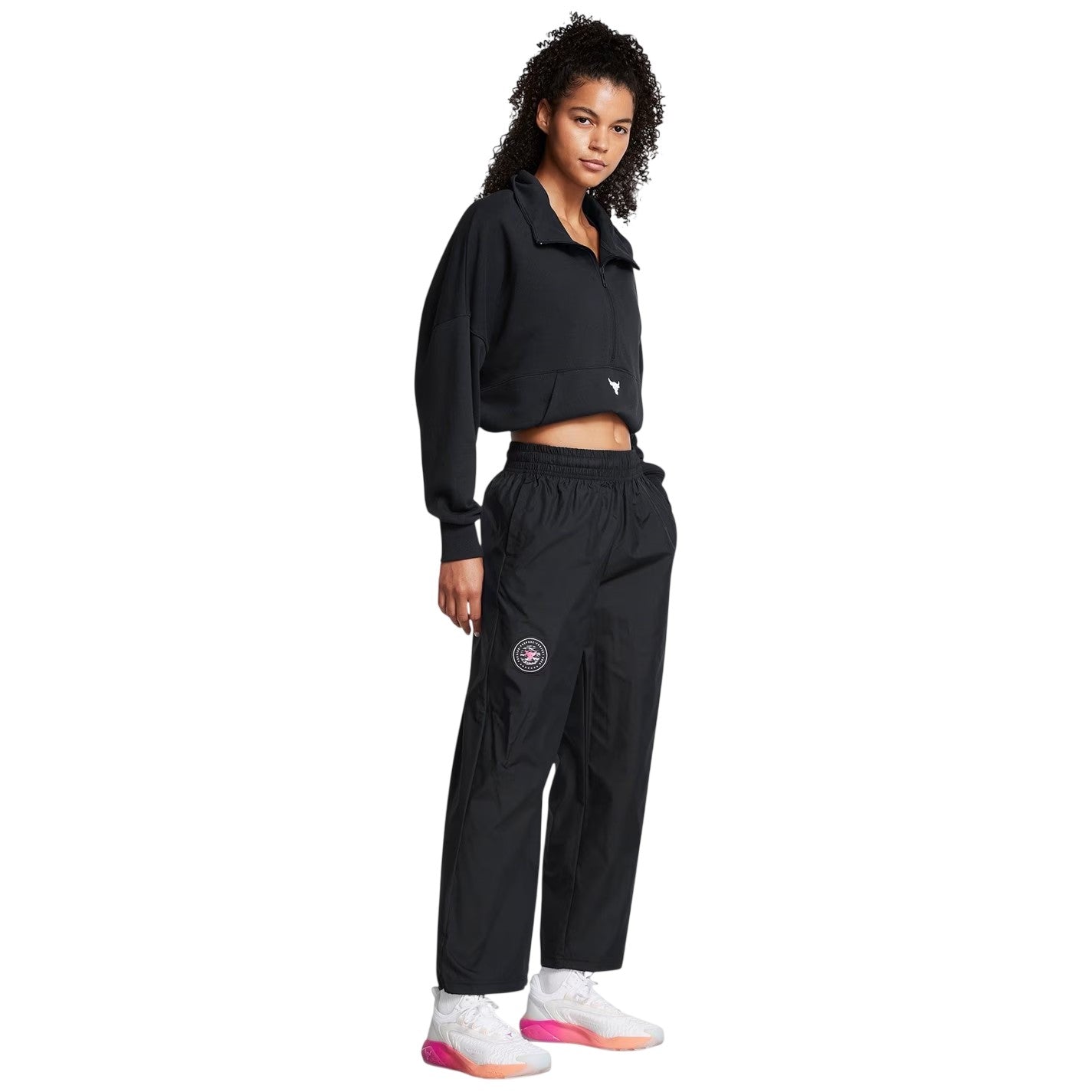 Black - Pack Shot - Under Armour Womens-Ladies Project Rock Tracksuit Bottoms