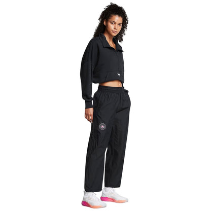 Black - Pack Shot - Under Armour Womens-Ladies Project Rock Tracksuit Bottoms