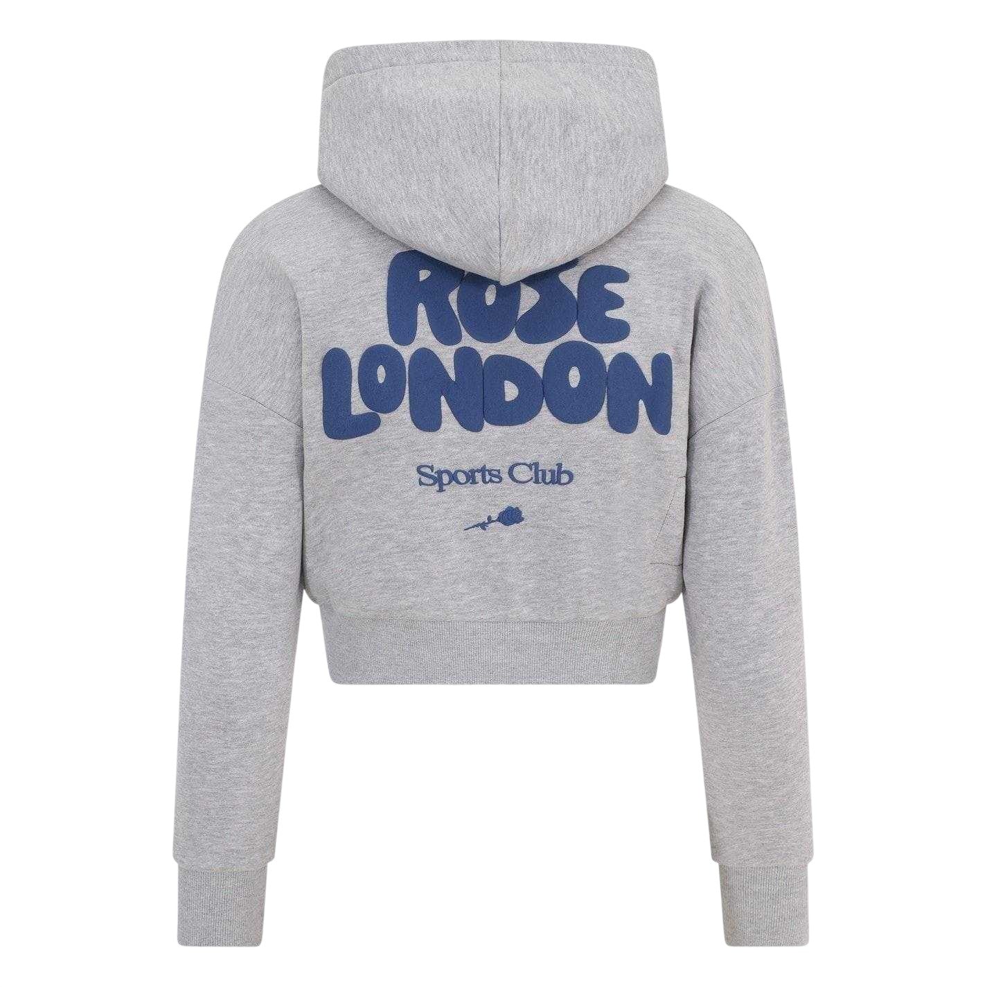 Grey Marl - Back - Rose London Childrens-Kids Sports Crop Hoodie