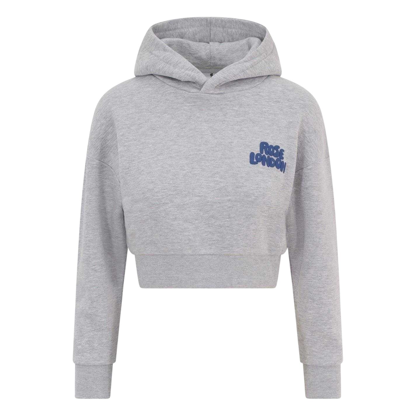 Grey Marl - Front - Rose London Childrens-Kids Sports Crop Hoodie