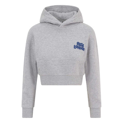 Grey Marl - Front - Rose London Childrens-Kids Sports Crop Hoodie