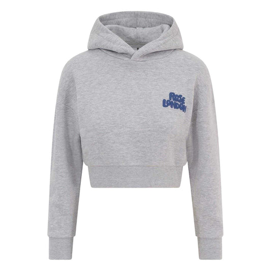 Grey Marl - Front - Rose London Childrens-Kids Sports Crop Hoodie