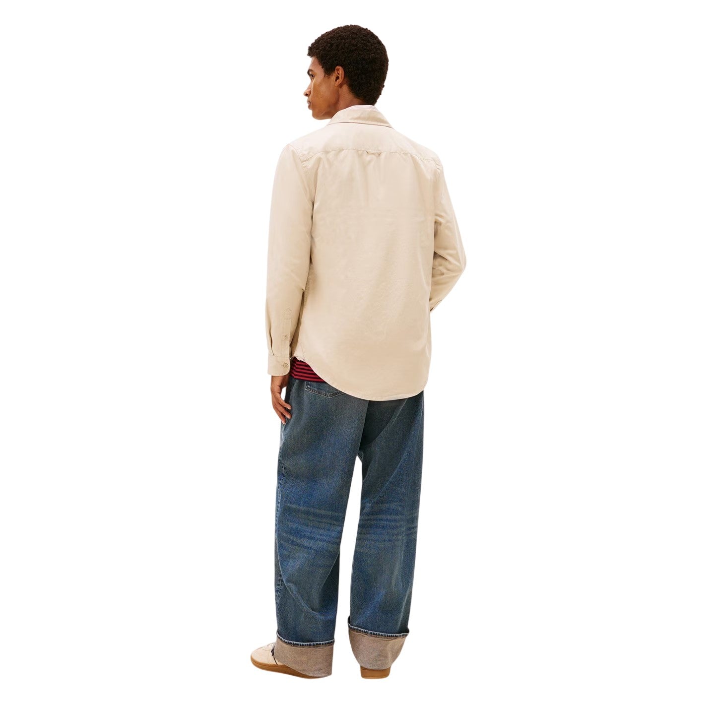 Sand - Back - Tommy Jeans Mens Washed Twill Long-Sleeved Shirt Jacket