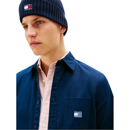 Night Navy - Side - Tommy Jeans Mens Washed Twill Long-Sleeved Shirt Jacket