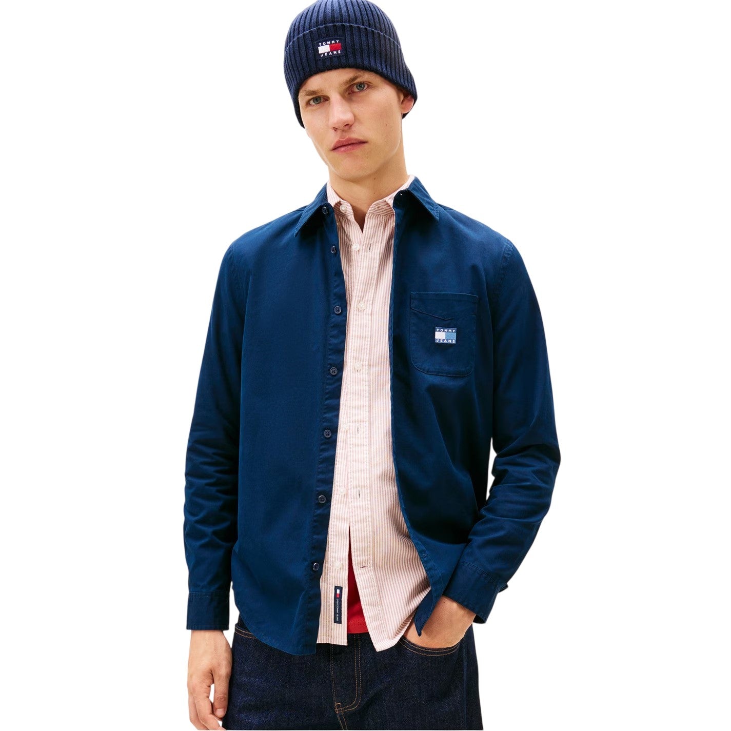 Night Navy - Lifestyle - Tommy Jeans Mens Washed Twill Long-Sleeved Shirt Jacket