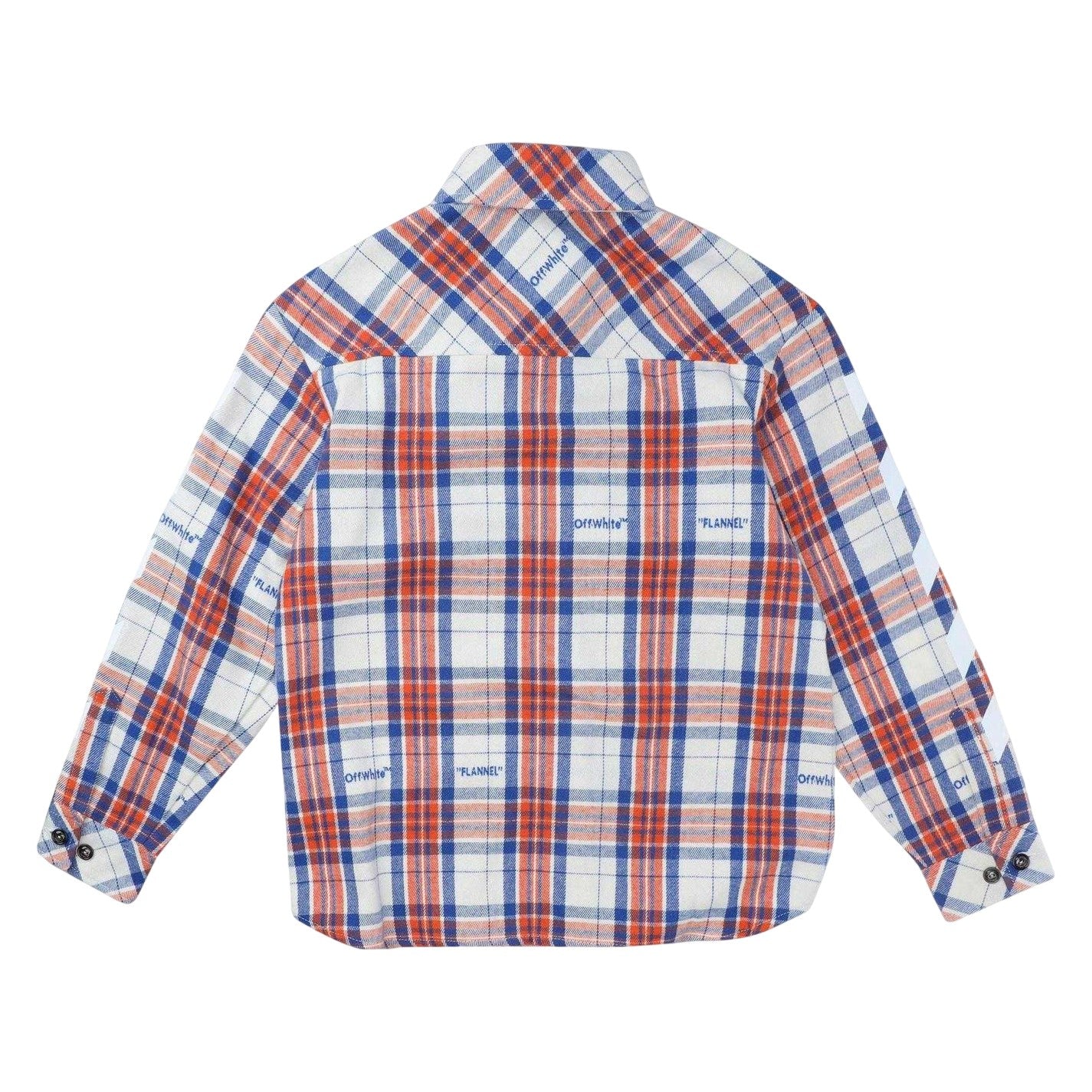 Red-Blue-White - Back - Off White Womens-Ladies Diagonal Stripe Flannel Shirt