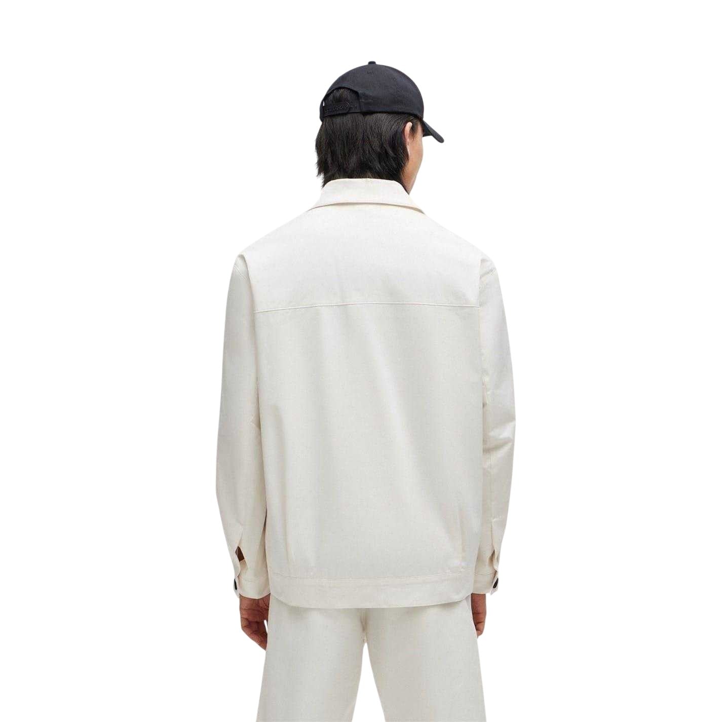 White - Back - Hugo Mens Juliano242 Plain Long-Sleeved Shirt Jacket