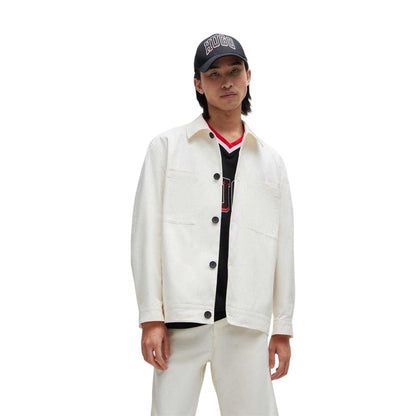White - Pack Shot - Hugo Mens Juliano242 Plain Long-Sleeved Shirt Jacket