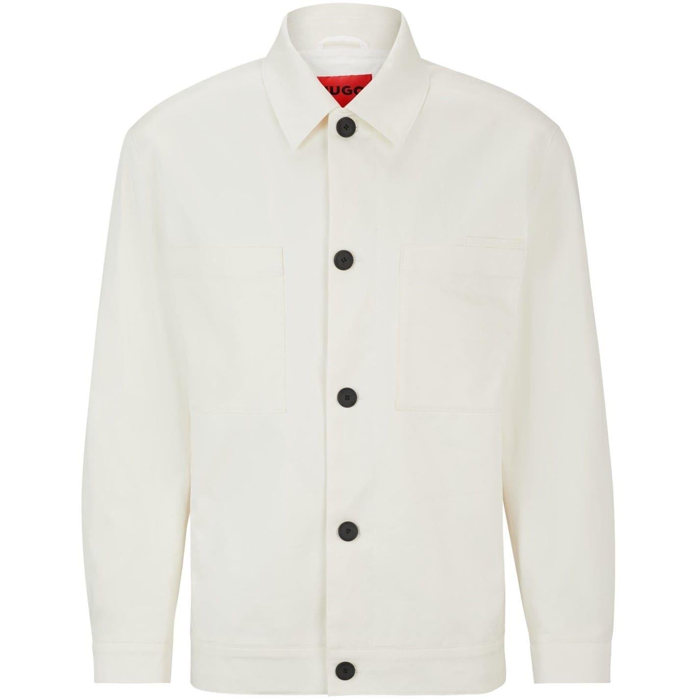 White - Front - Hugo Mens Juliano242 Plain Long-Sleeved Shirt Jacket