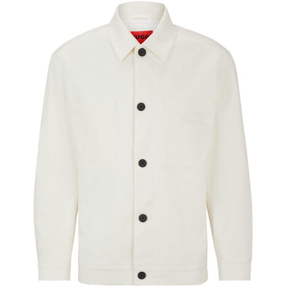 White - Front - Hugo Mens Juliano242 Plain Long-Sleeved Shirt Jacket