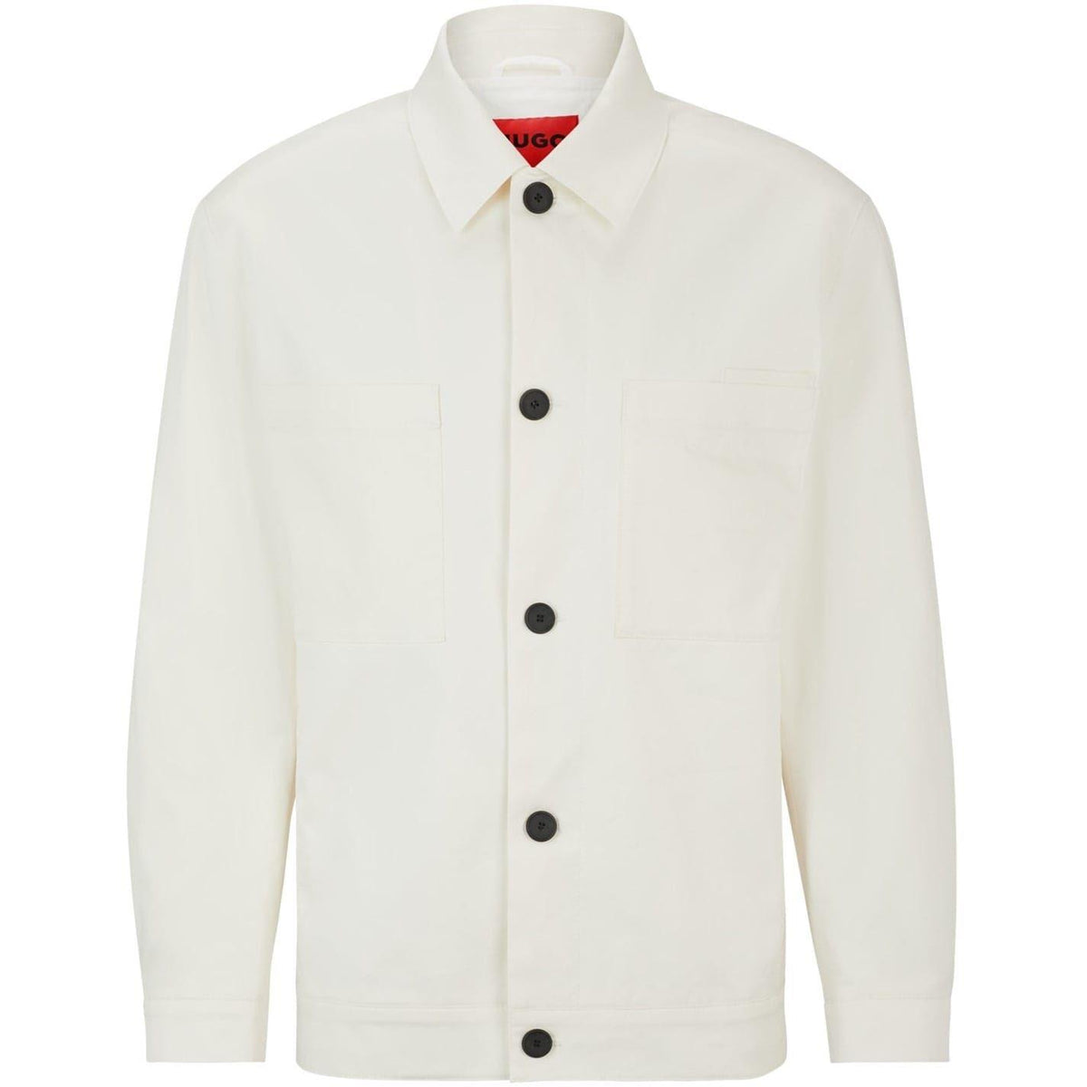 White - Front - Hugo Mens Juliano242 Plain Long-Sleeved Shirt Jacket