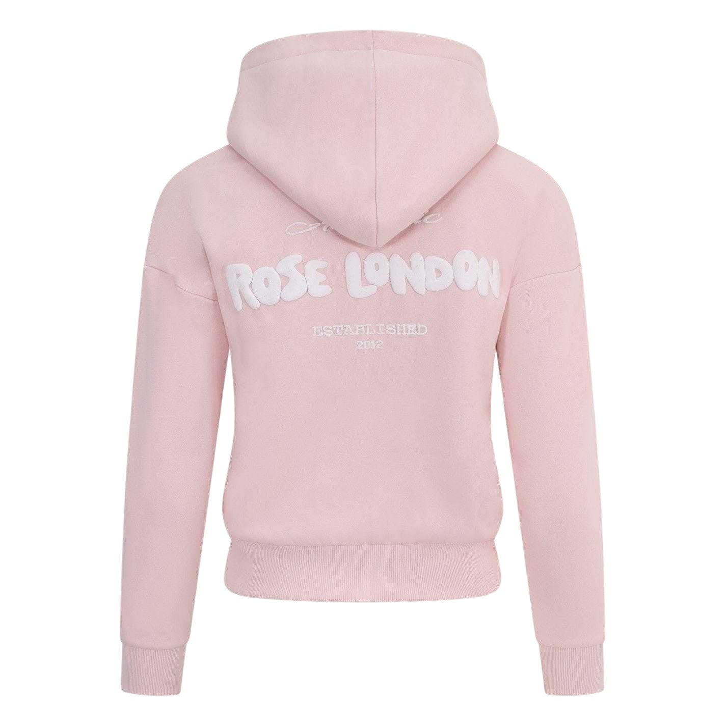 Pink - Back - Rose London Childrens-Kids Full Zip Hoodie