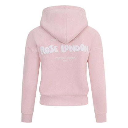 Pink - Back - Rose London Childrens-Kids Full Zip Hoodie