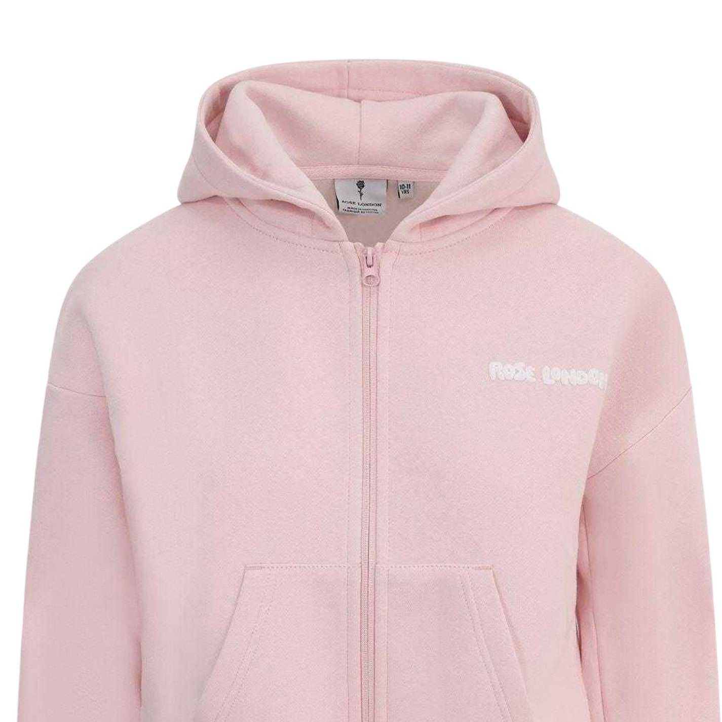 Pink - Side - Rose London Childrens-Kids Full Zip Hoodie