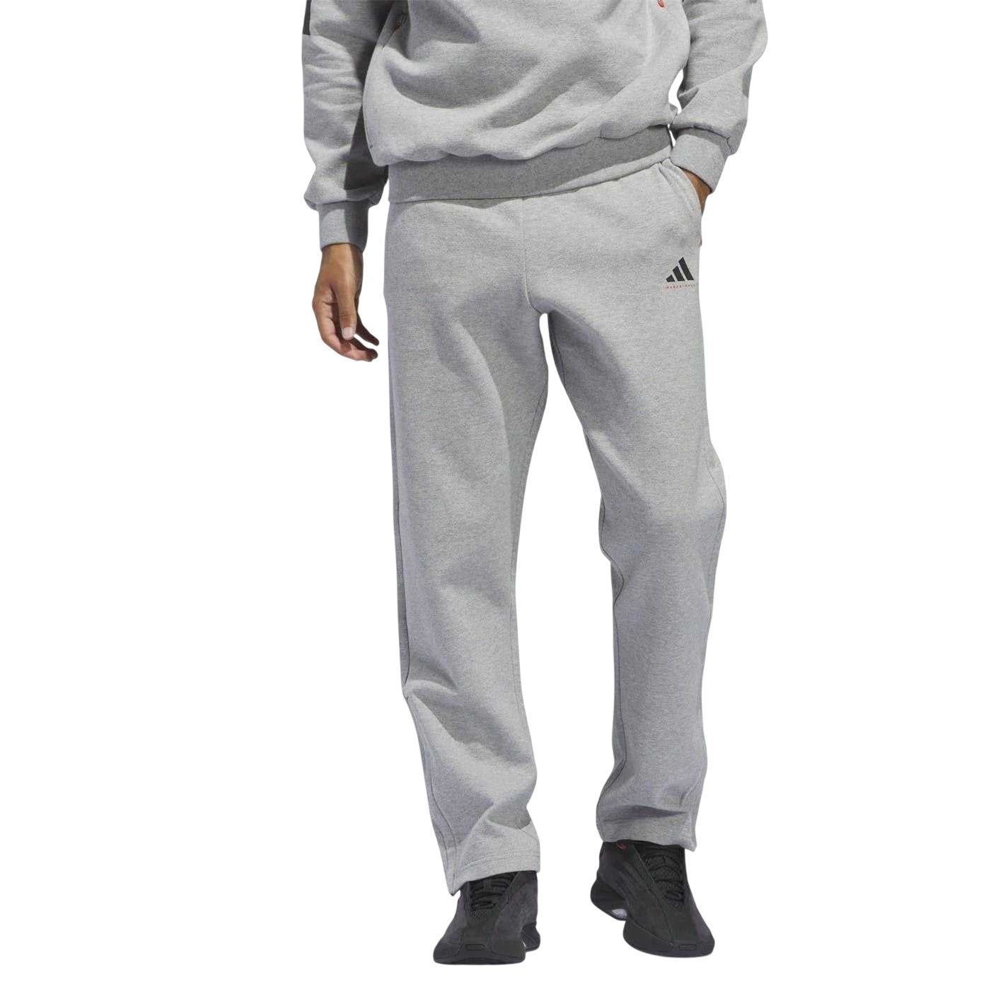 Grey Heather Marl - Side - Adidas Mens Tracksuit Bottoms