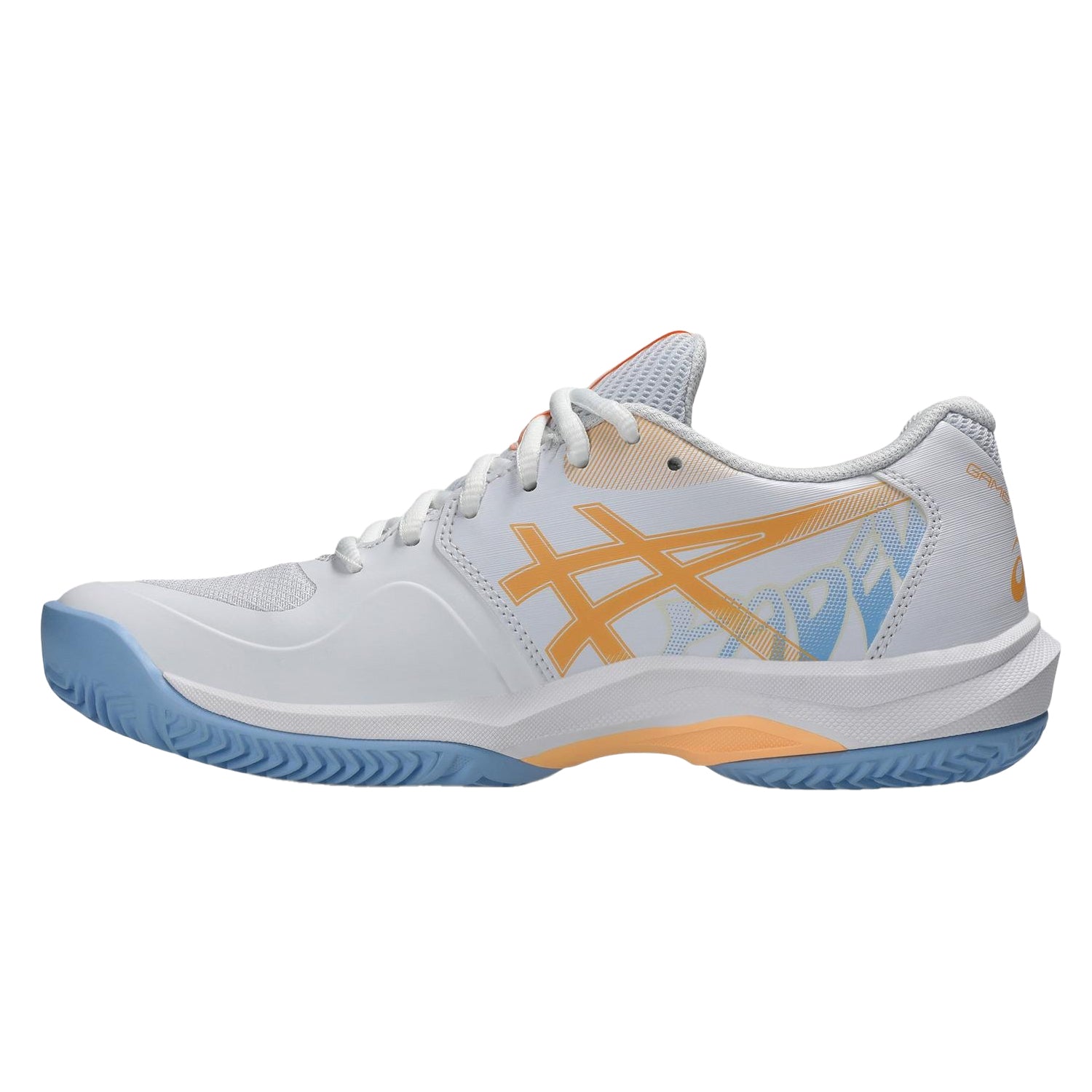 White-Orange-Glow - Side - Asics Womens-Ladies Gel Game Trainers