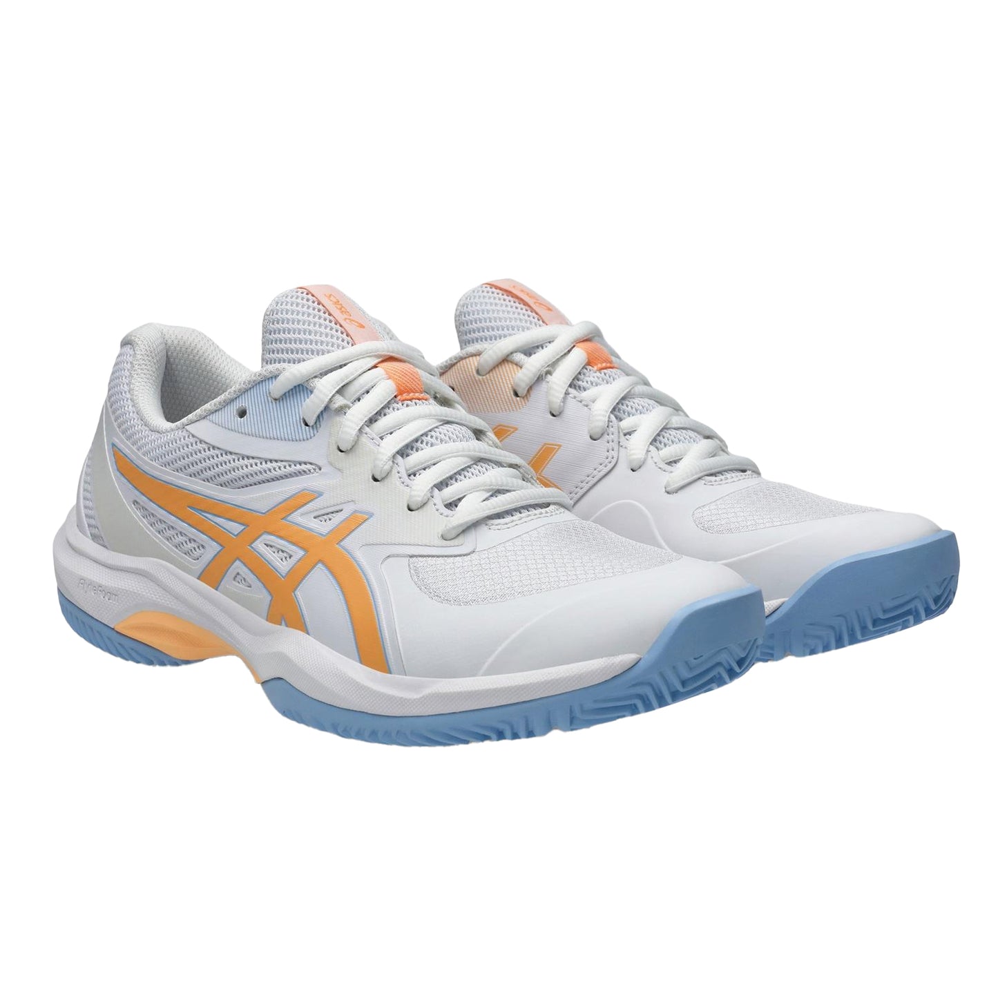 White-Orange-Glow - Pack Shot - Asics Womens-Ladies Gel Game Trainers