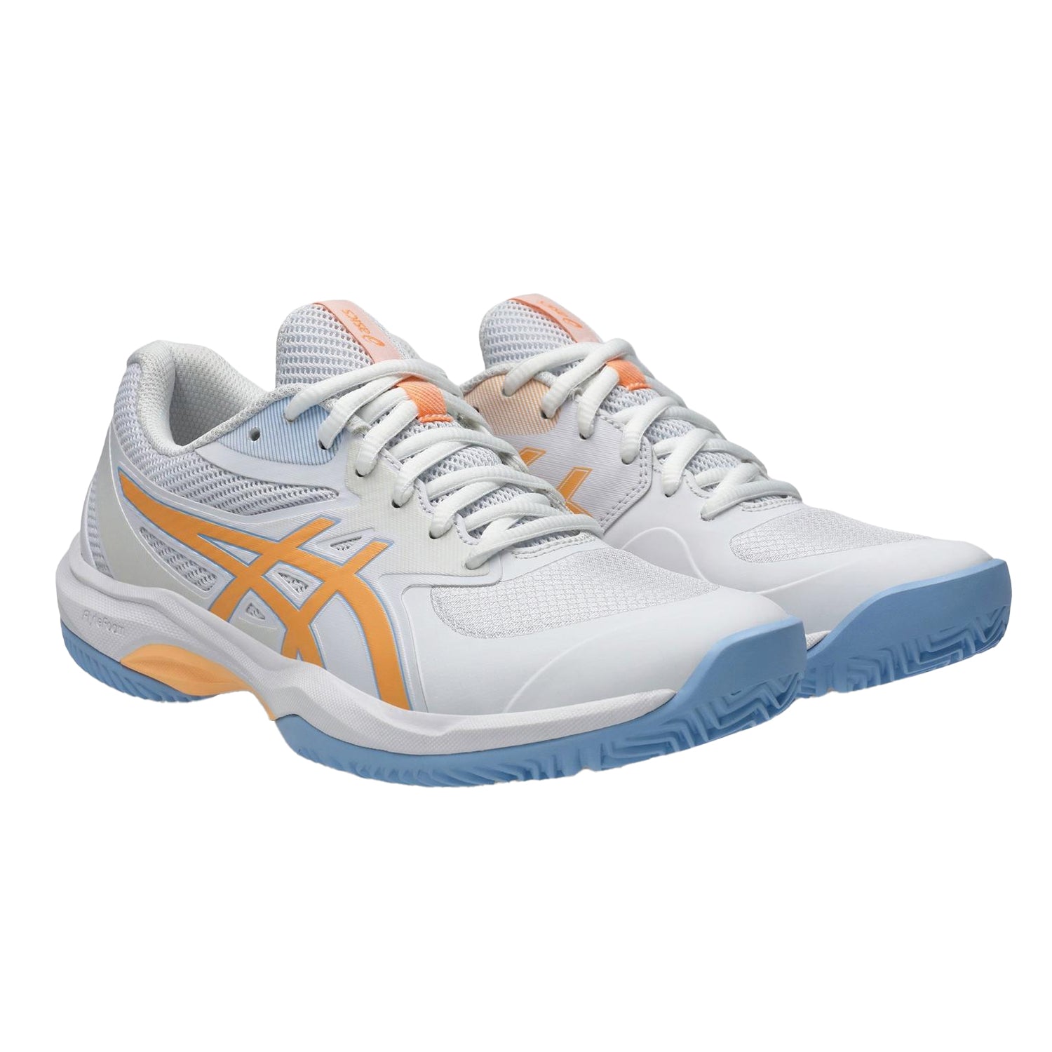 White-Orange-Glow - Pack Shot - Asics Womens-Ladies Gel Game Trainers