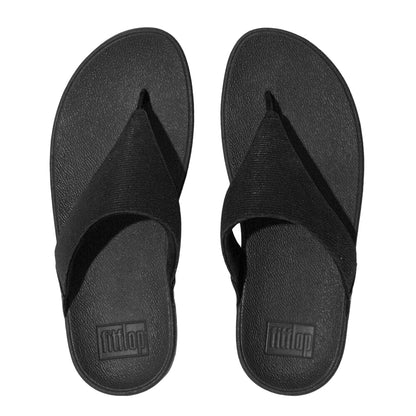 Black - Side - FitFlop Womens-Ladies Lulu Shimmerlux Platform Sandals