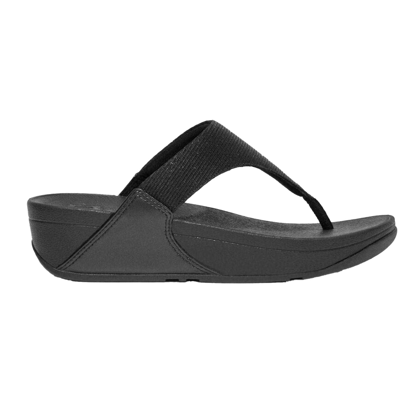Black - Front - FitFlop Womens-Ladies Lulu Shimmerlux Platform Sandals