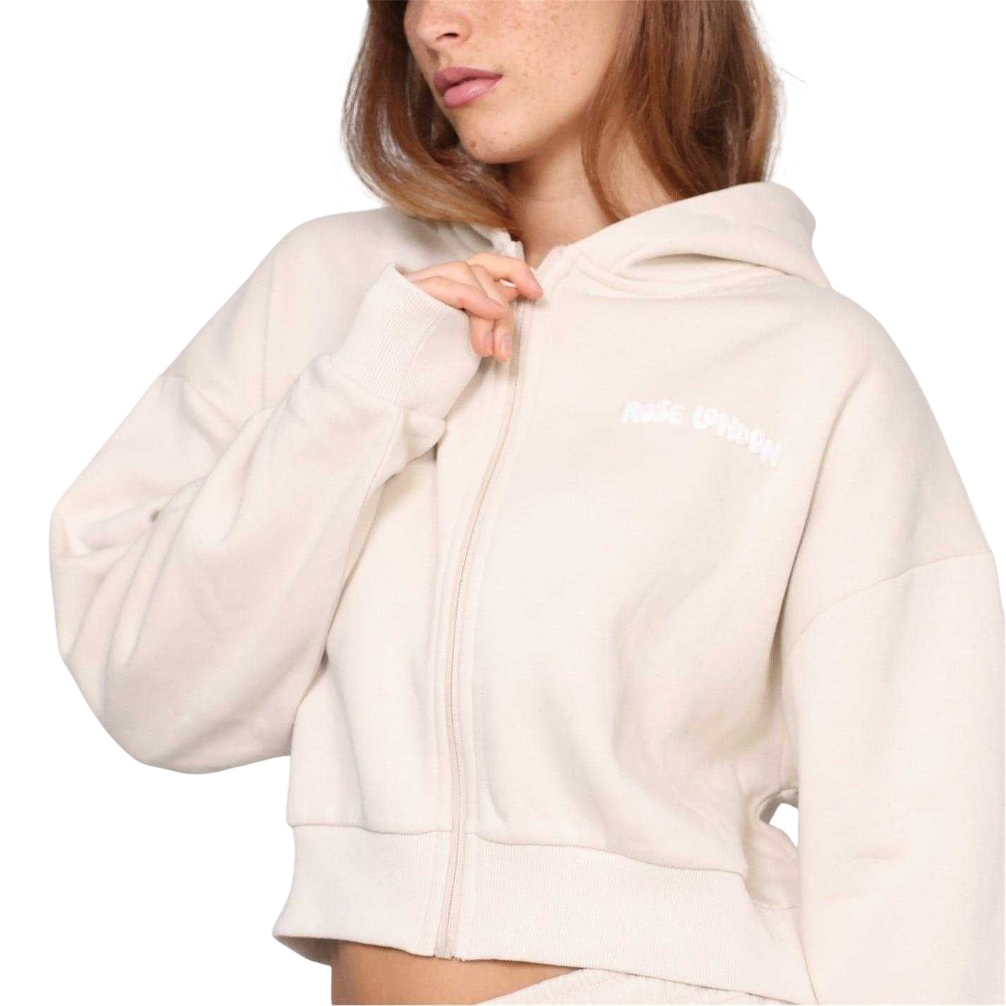Summer Sand - Side - Rose London Womens-Ladies Graphic Print Crop Hoodie
