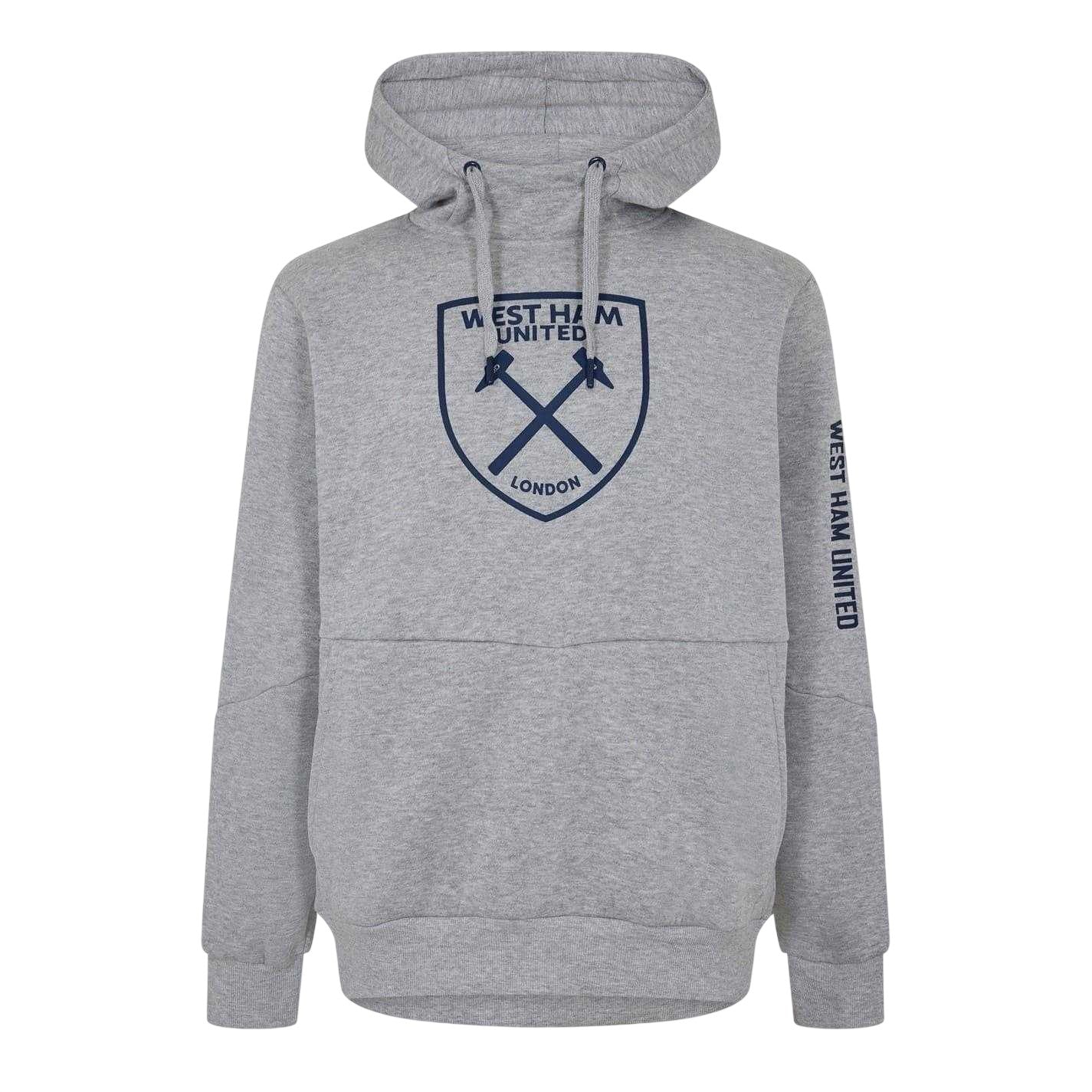 Grey - Front - Source Lab Mens West Ham United FC Hoodie