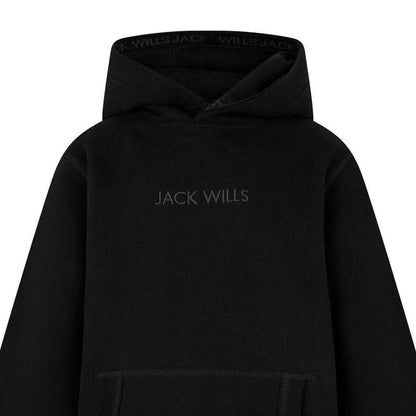 Black - Side - Jack Wills Childrens-Kids Jacquard Drawstring Hoodie