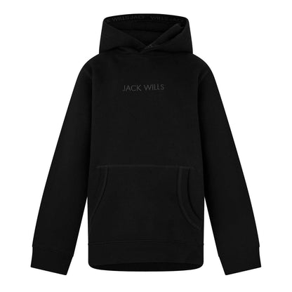 Black - Front - Jack Wills Childrens-Kids Jacquard Drawstring Hoodie