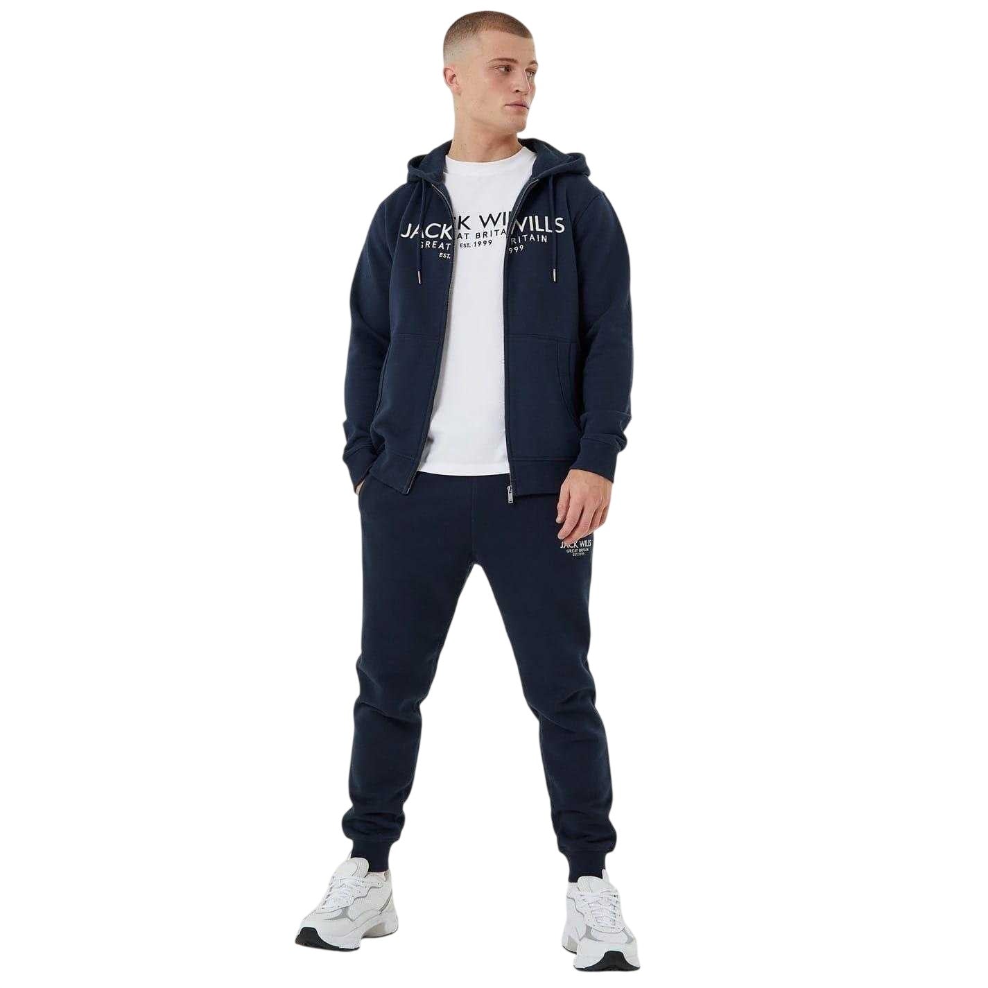 Navy - Lifestyle - Jack Wills Mens Pinebrook Graphic Full Zip Hoodie