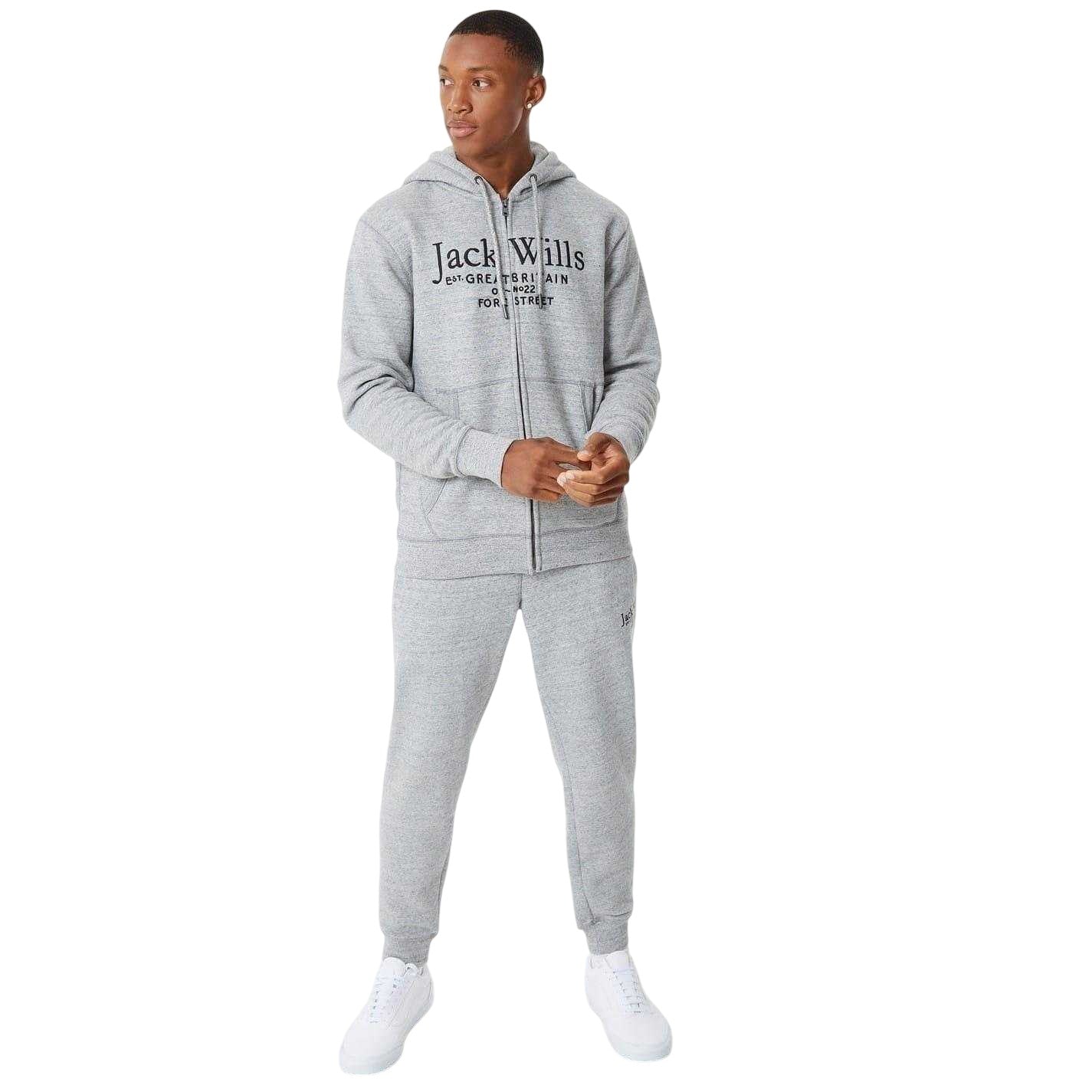 Grey Marl - Lifestyle - Jack Wills Mens Pinebrook Graphic Full Zip Hoodie