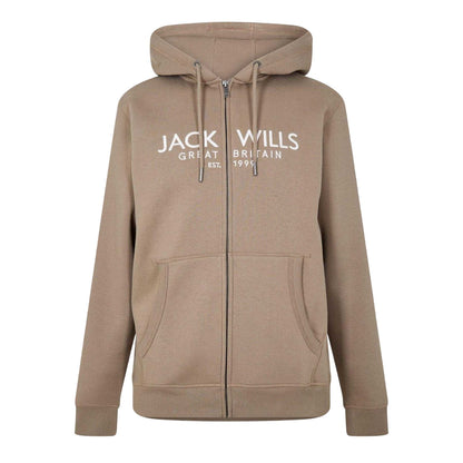 Slate - Front - Jack Wills Mens Pinebrook Graphic Full Zip Hoodie