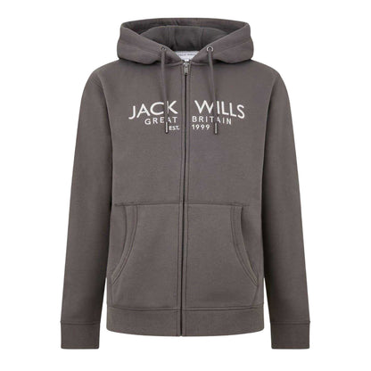 Fawn - Front - Jack Wills Mens Pinebrook Graphic Full Zip Hoodie