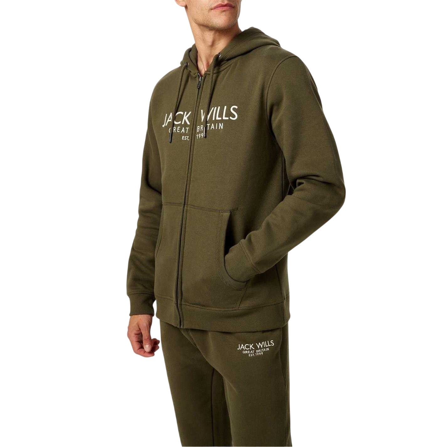 Leaf - Lifestyle - Jack Wills Mens Pinebrook Graphic Full Zip Hoodie