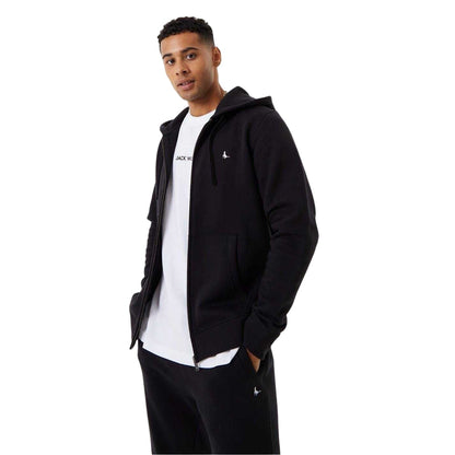 Black - Front - Jack Wills Mens Pinebrook Graphic Full Zip Hoodie