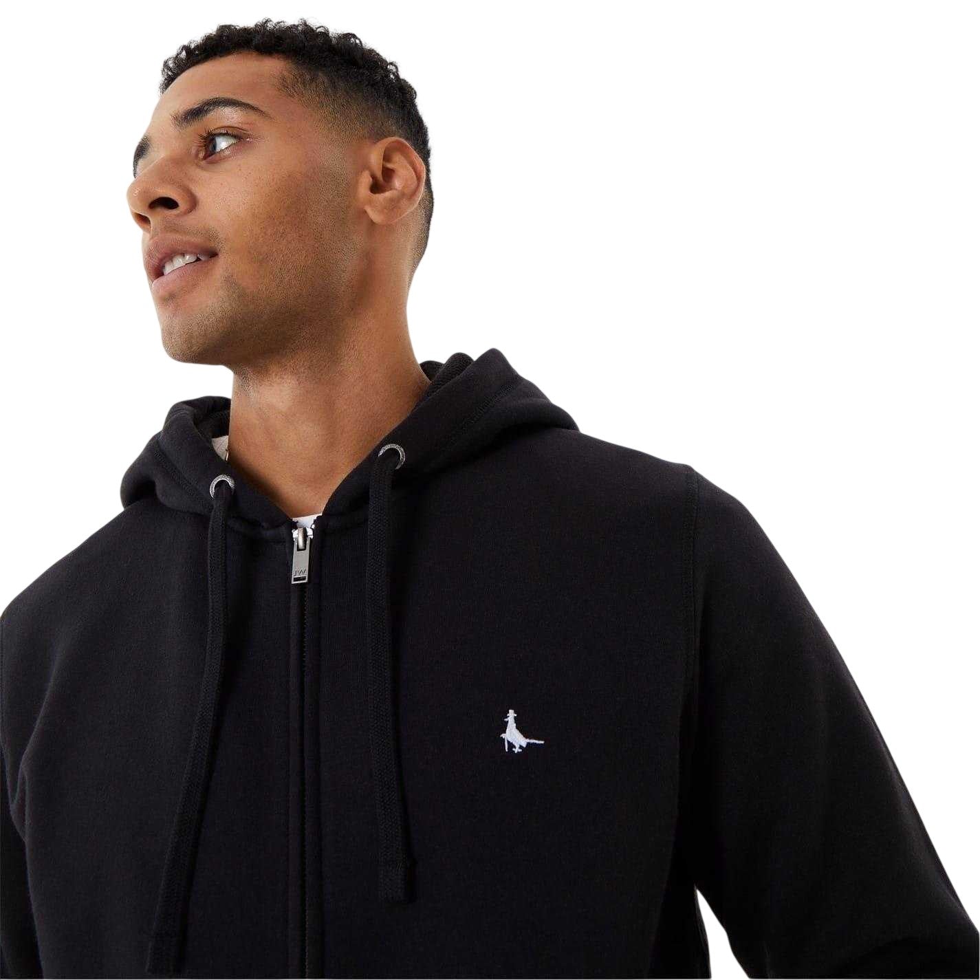 Black - Side - Jack Wills Mens Pinebrook Graphic Full Zip Hoodie