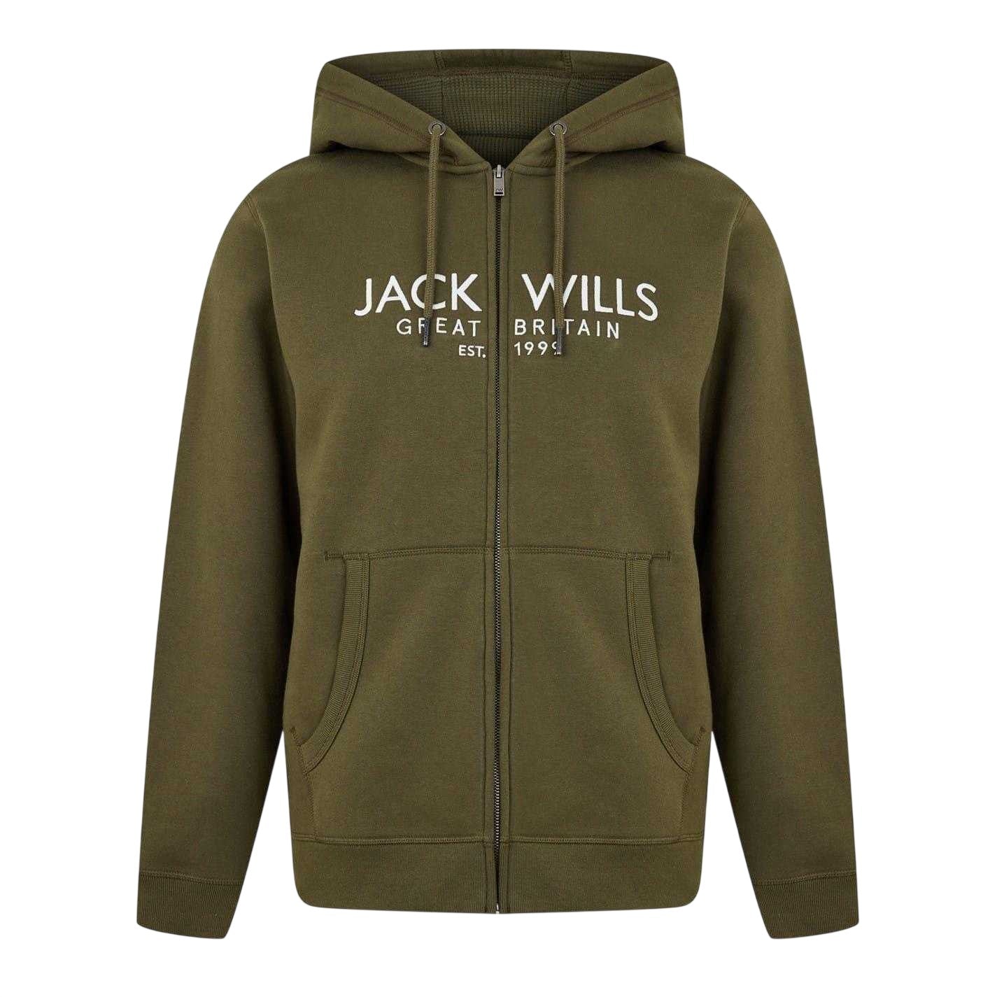 Leaf - Front - Jack Wills Mens Pinebrook Graphic Full Zip Hoodie