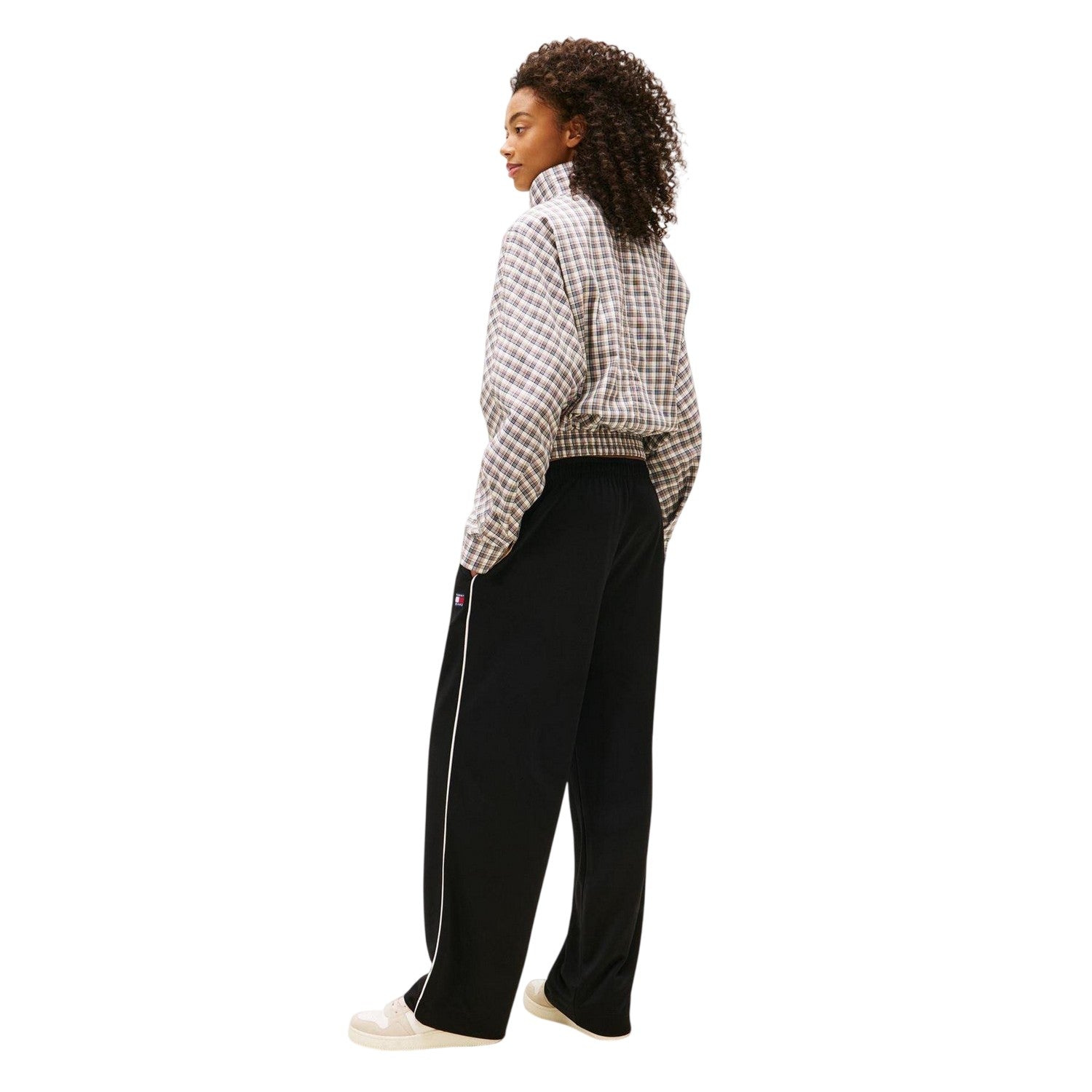 Black - Back - Tommy Jeans Womens-Ladies Archive Wide Leg Tracksuit Bottoms
