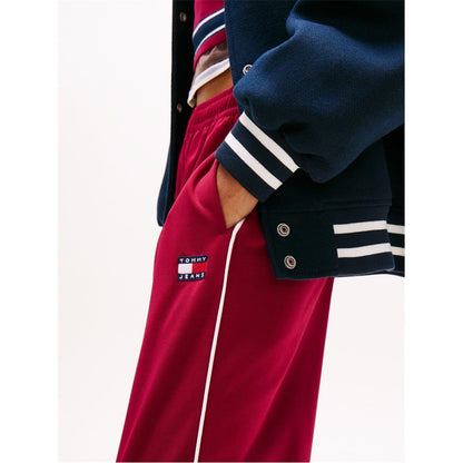 Red - Side - Tommy Jeans Womens-Ladies Archive Wide Leg Tracksuit Bottoms