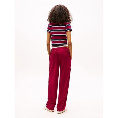 Red - Pack Shot - Tommy Jeans Womens-Ladies Archive Wide Leg Tracksuit Bottoms