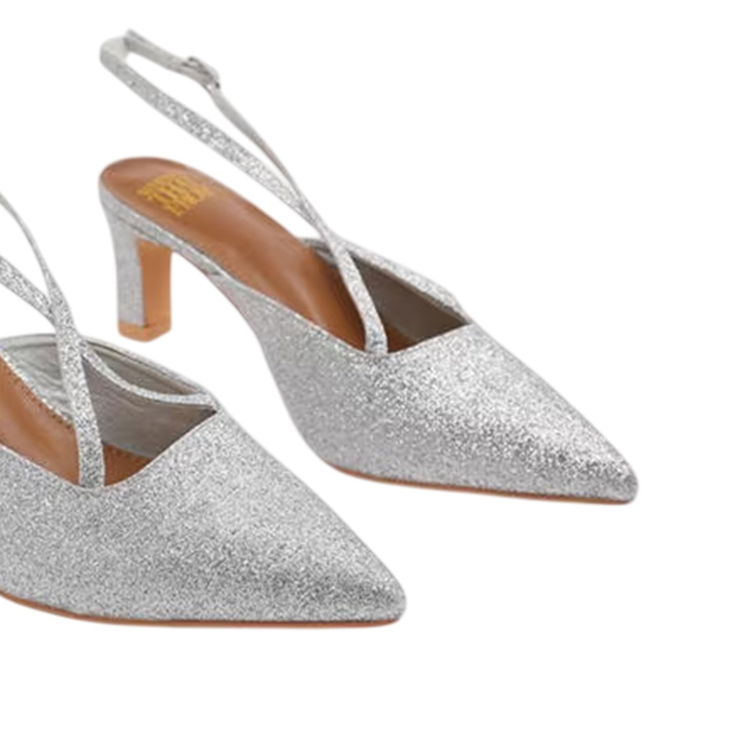 Silver - Back - Where´s That From Womens-Ladies Almond Toe Evening &amp; Party Block Heel Pumps