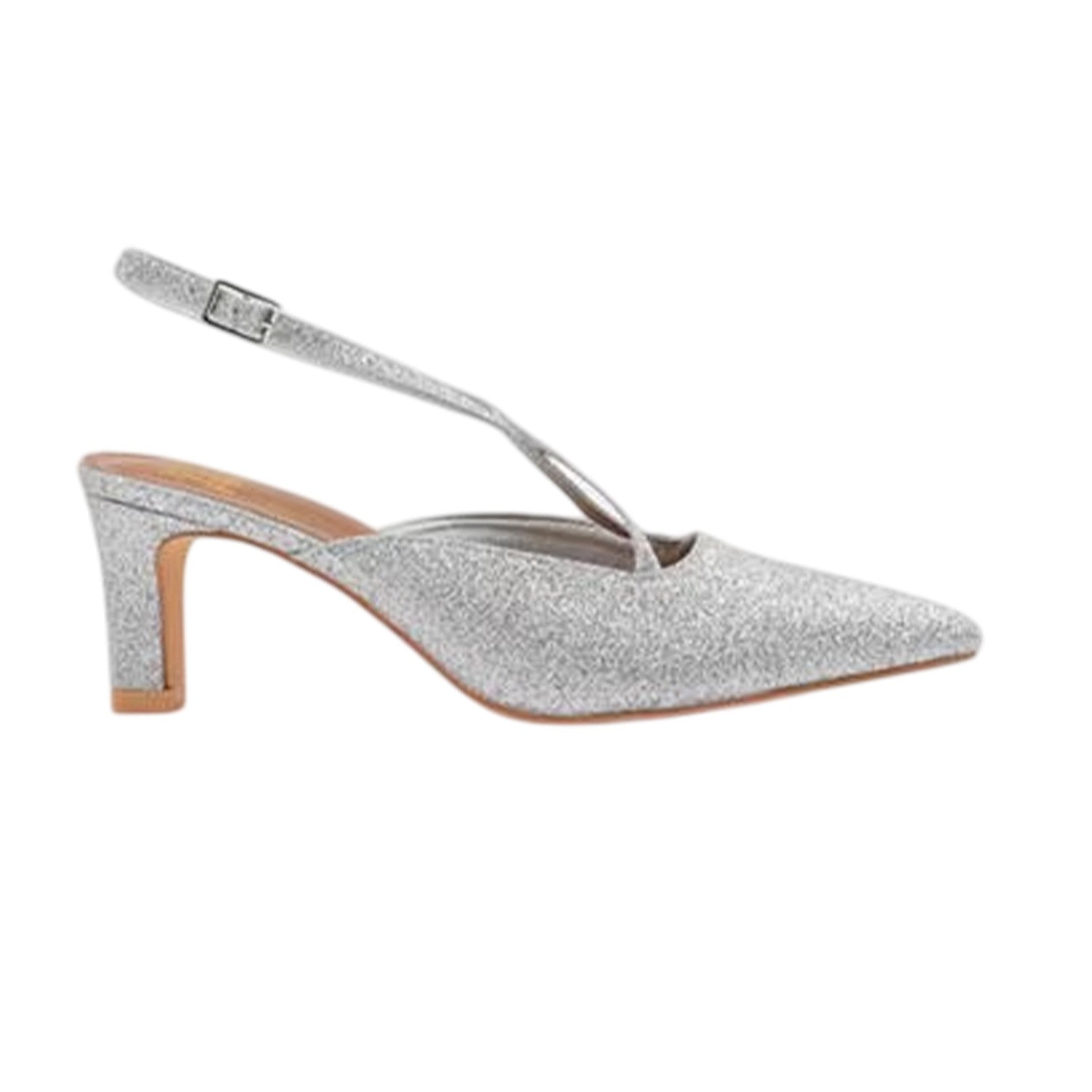 Silver - Front - Where´s That From Womens-Ladies Almond Toe Evening &amp; Party Block Heel Pumps