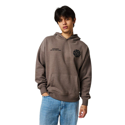 Brown Marl - Side - Jack Wills Mens Circle Logo Slouch Hoodie