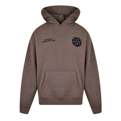 Brown Marl - Front - Jack Wills Mens Circle Logo Slouch Hoodie