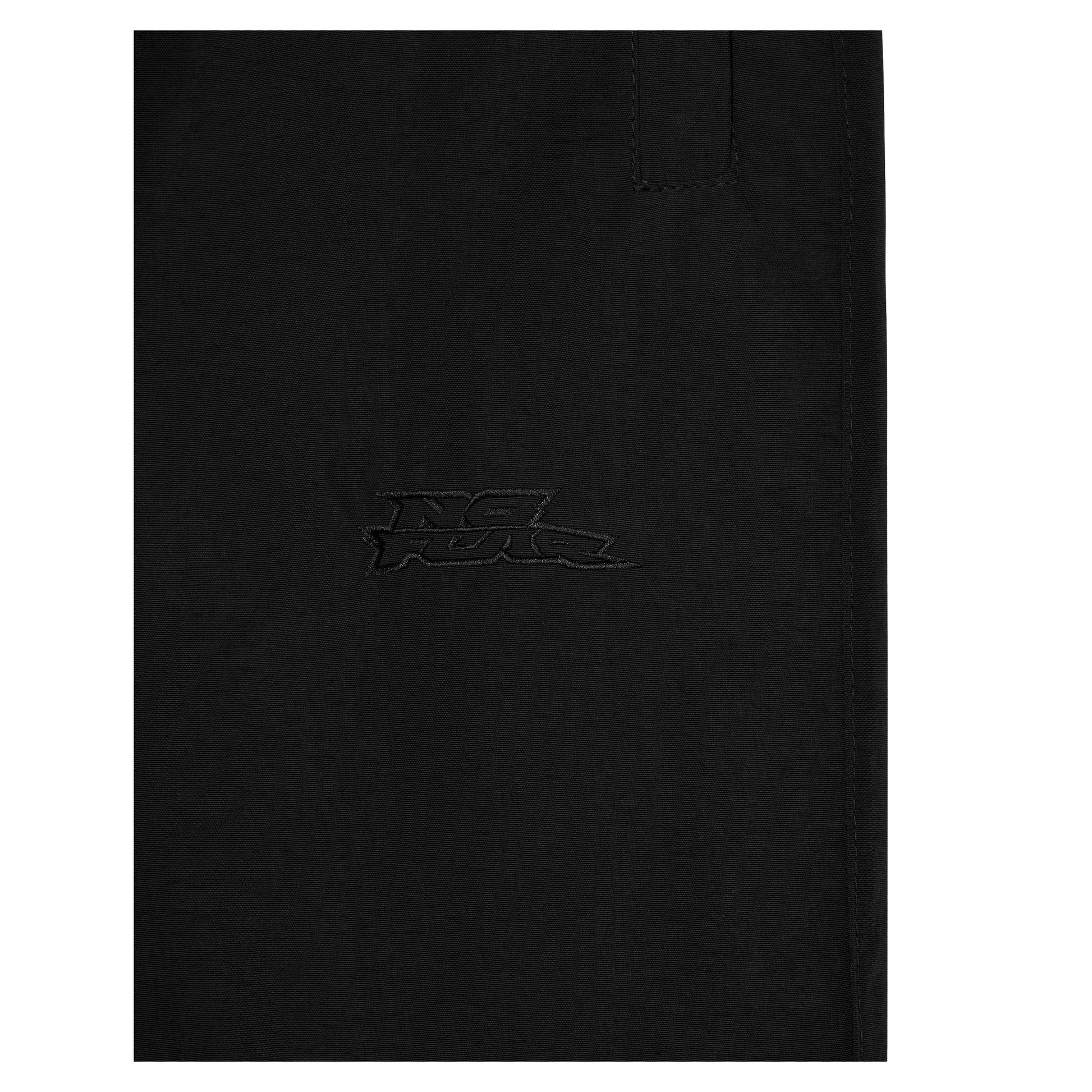 Black - Side - No Fear Mens Wide Leg Tracksuit Bottoms
