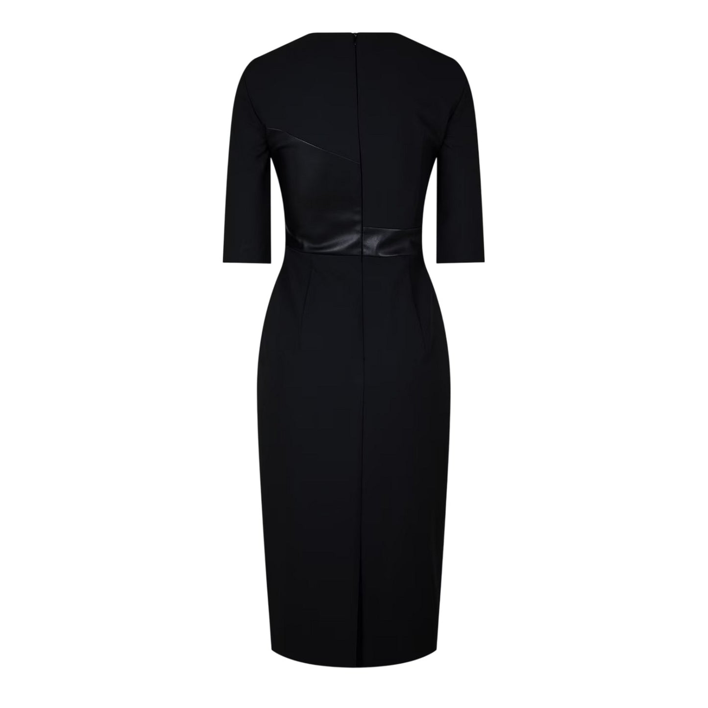 Black - Back - Boss Womens-Ladies Dezona Asymmetric Crew Neck Midi Dress