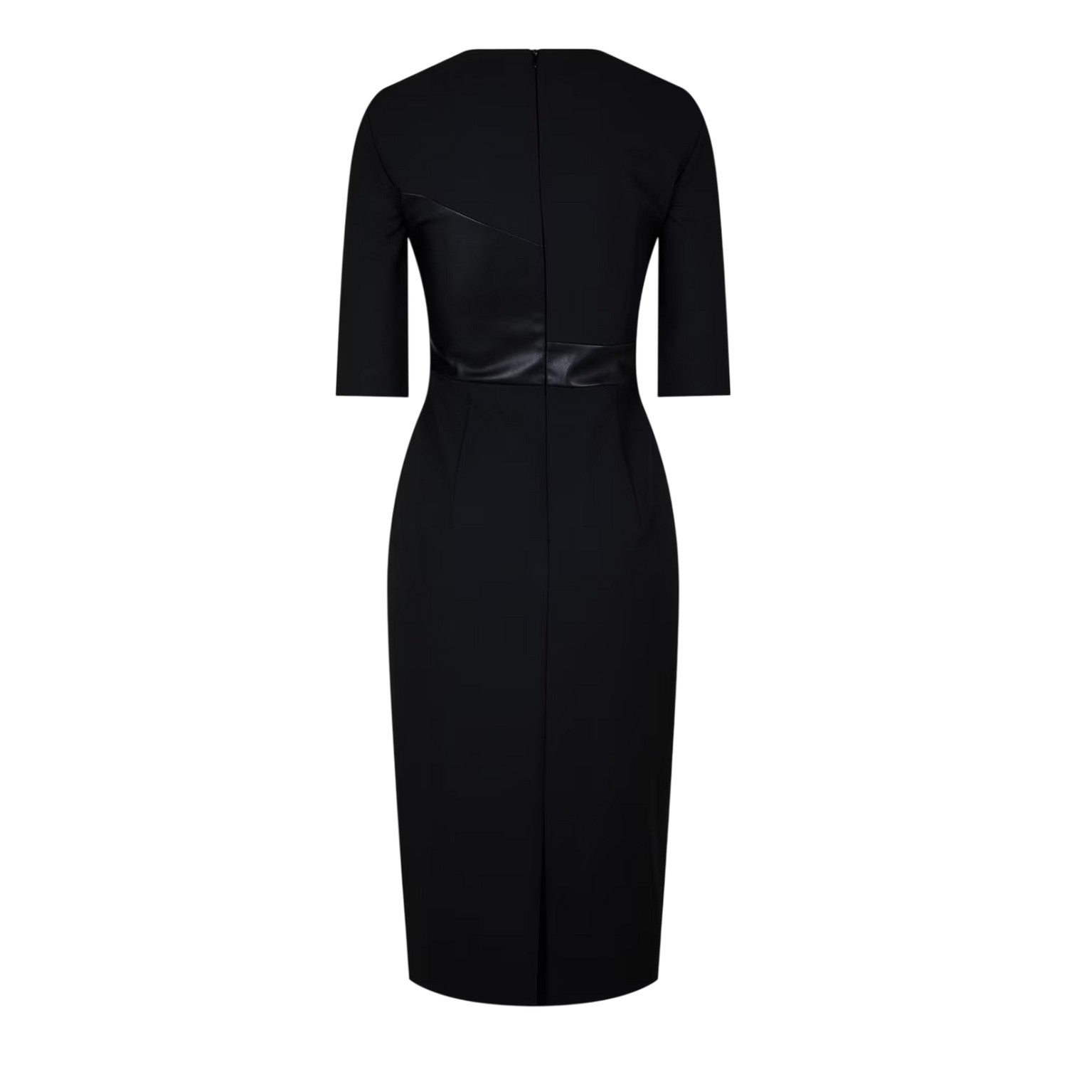 Black - Back - Boss Womens-Ladies Dezona Asymmetric Crew Neck Midi Dress