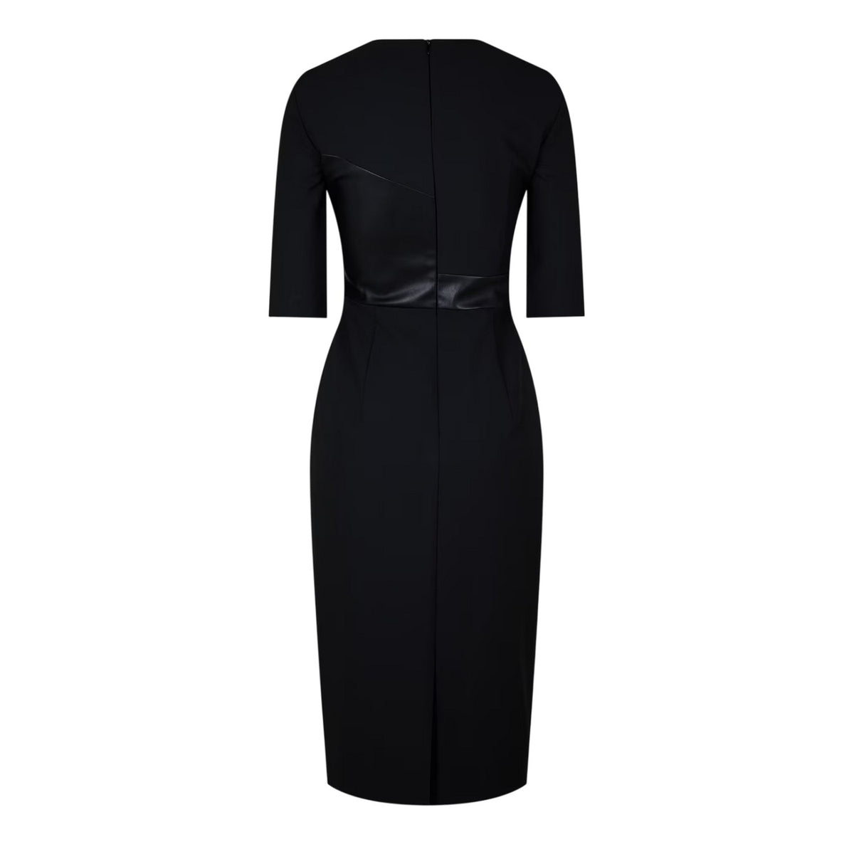 Black - Back - Boss Womens-Ladies Dezona Asymmetric Crew Neck Midi Dress