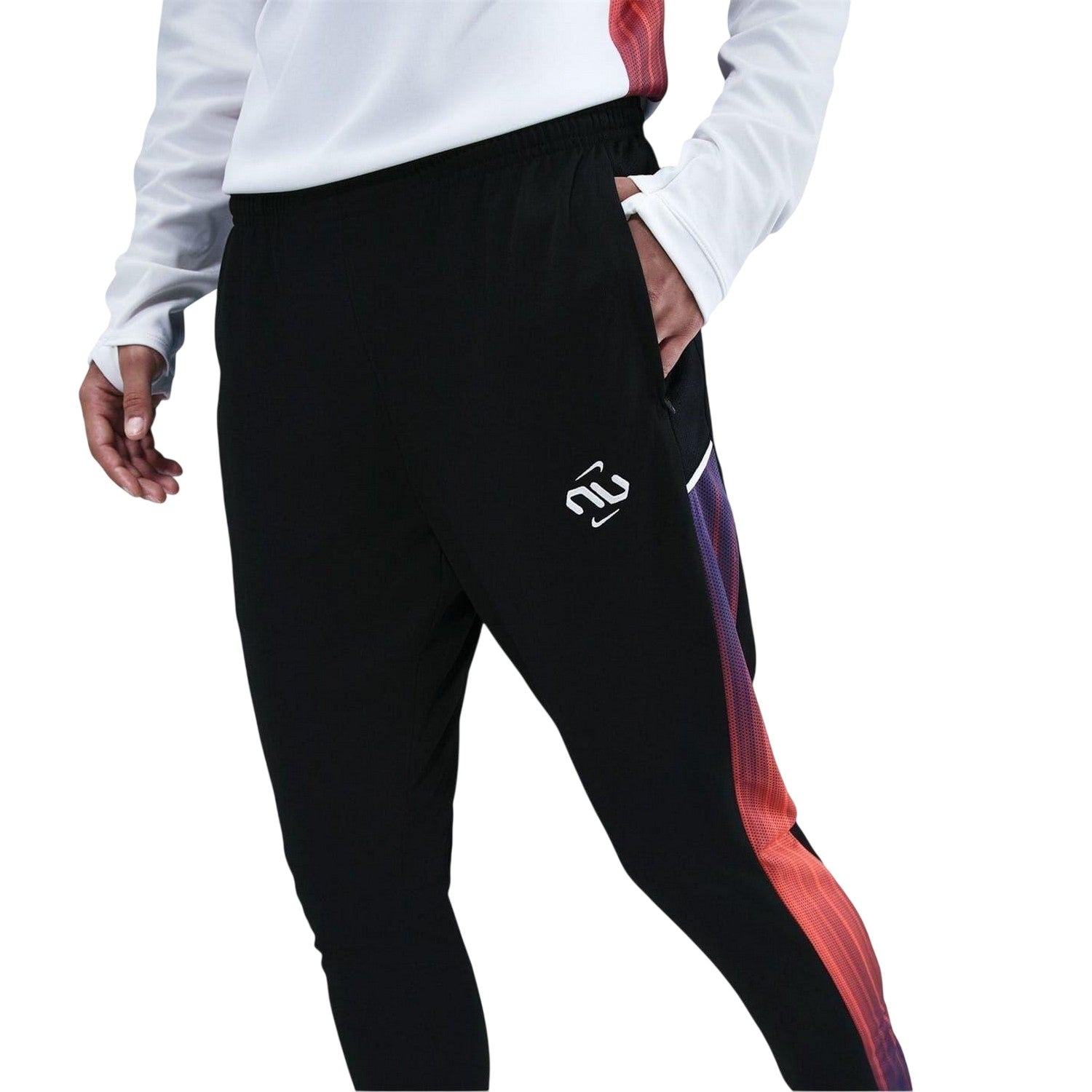 Black - Side - Nike Womens-Ladies Track Colour Block Tapered Jogging Bottoms